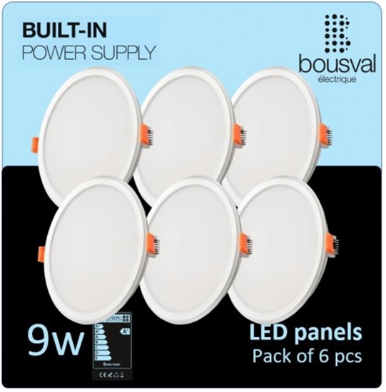 Picture of Komplekts 6 gab apaļas formas LED panelis 9W 4000K 116x36mm ar iebūvētu vadības bloku