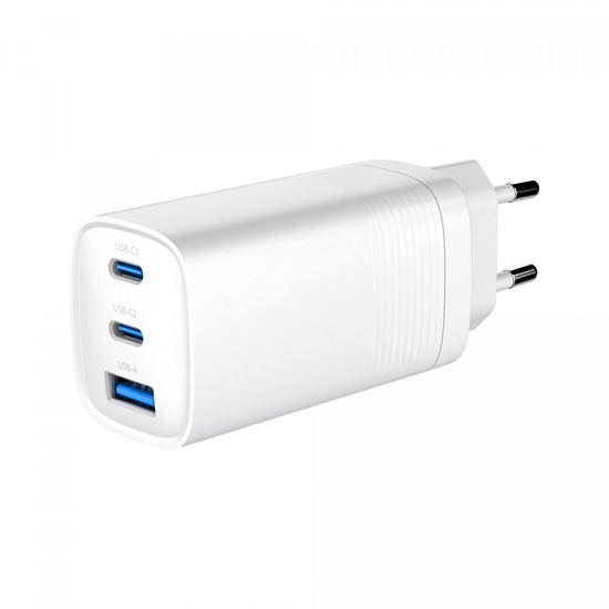 Picture of Lādētājs Gembird 3-port 65W GaN USB PowerDelivery fast Charger White