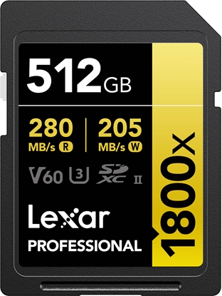 Picture of Lexar memory card SDXC 512GB Professional 1800x UHS-II U3 V60