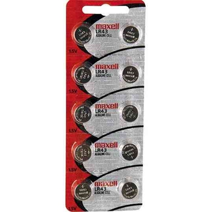 Picture of Maxell LR43 Battery in blister package 1.5V (10pcs)