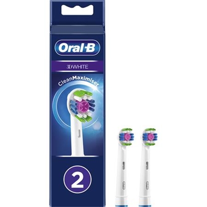 Изображение Oral-B | EB18 RB-2 3D White | Replacement Head with CleanMaximiser Technology | Heads | For adults | Number of brush heads included 2 | Number of teeth brushing modes Does not apply | White