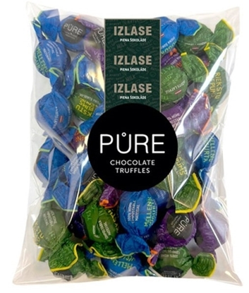 Picture of Piena šokolādes trifeles ar pildījum."Asorti" (karamele, lazda cepums, mellene jogurts) 500g, PURE