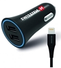 Picture of Swissten Car charger 12 - 24V / 1A + 2.1A + Lightning Data Cable 1.2m
