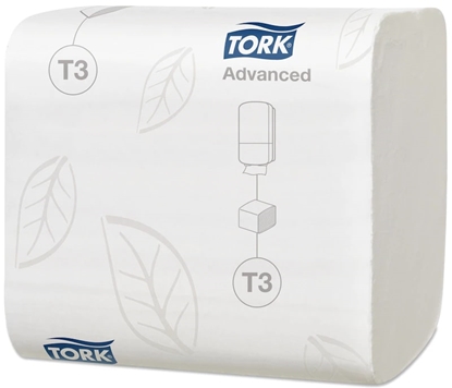 Attēls no Tualetes papīrs TORK Advanced T3, 2 sl., 252 lapiņas, 19 x 11 cm, baltā krāsā