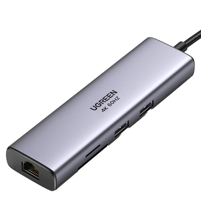 Изображение UGREEN USB-C to 2*USB3.0+HDMI+RJ 45+SD&TF +PD port Hub