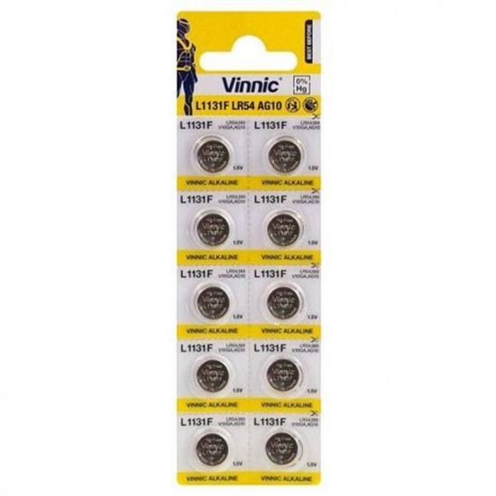 Изображение Vinnic AG10 baterijas blistera iepakojums 1.5v (10 gab.)