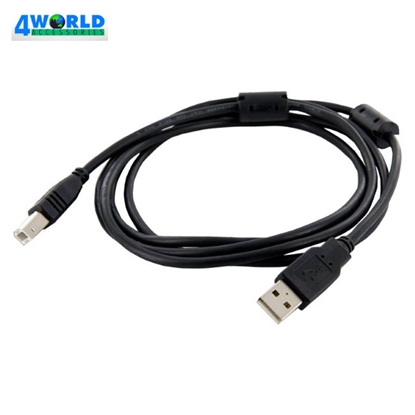 Picture of 4World 05351 USB 2.0 A-plug AM-BM Printera vads Kabelis 1.4m Melns