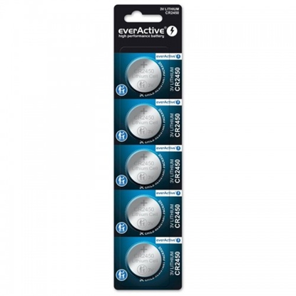 Attēls no CR2450 baterijas 3V evarActive litija CR2450 iepakojumā 5 gb.