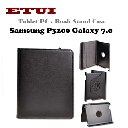 Attēls no Etui Eko ādas maks ar rotējošu statīva mehānismu priekš Samsung P3200 Galaxy 7.0 Melns