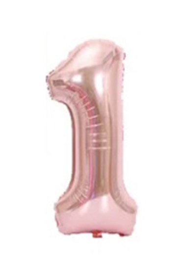 Изображение Folat Folija 1m gaisa balons Cipars 1 Glossy Pink