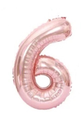 Изображение Folat Folija 1m gaisa balons Cipars 6 Glossy Pink