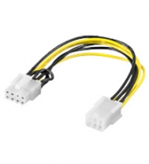 Изображение Goobay 93635 Power cable/adapter for PC graphics card; PCI-E/PCI Express; 6-pin to 8-pin  0.2m