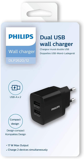 Picture of Philips DLP2620|12 duālais USB lādētājs 17W | 2.4A