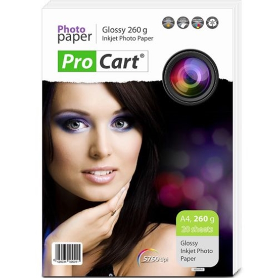 Изображение Procart Glossy photo paper A4 260g/m2 20 sheets