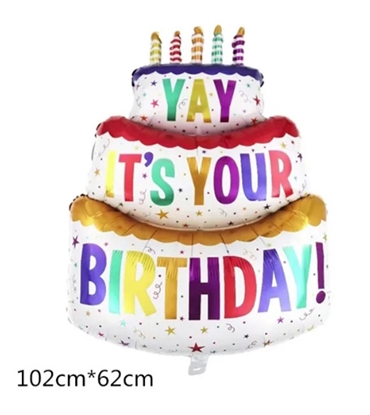 Attēls no Riff 102x62cm Folija gaisa balons Happy Birthday Cake