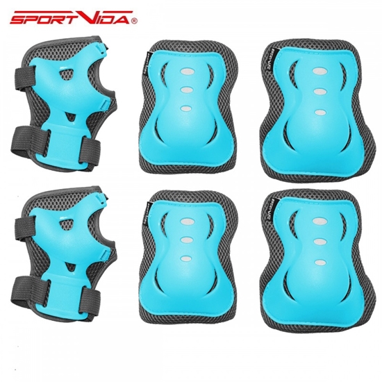 Picture of SportVida Bērnu Cieto bruņu Anatomisks Aizsargu kompelekts Ceļiem Elkoņiem Plaukstām izmērs L Trīkzila