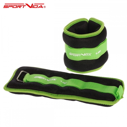 Изображение SportVida Ergo Fit Roku un Kāju atsvari 2 * 0.5KG ar regulējamu lipekļa elementu Zaļa