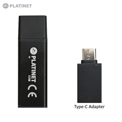 Изображение Super izpārdošana - Platinet PMFEC32B 2in1 32GB USB 2.0 un Micro Type-C Pieslēguma OTG Adapteris Telefonam Planšetdatoram Melns
