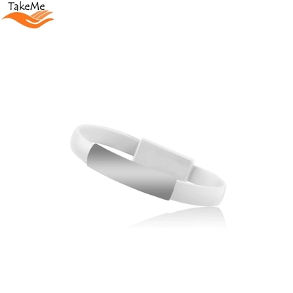 Picture of TakeMe 2in1 Eleganta Rokassprādze & ātrās uzlādes 2.1A Datu un Uzlādes Micro USB vads (21cm) Balts