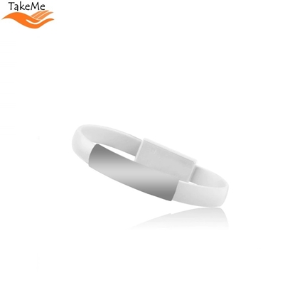 Picture of TakeMe 2in1 Eleganta Rokassprādze & ātrās uzlādes 2.1A Datu un Uzlādes USB uz Lightning vads (21cm) Balts