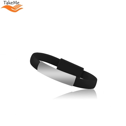 Изображение TakeMe 2in1 Eleganta Rokassprādze & ātrās uzlādes 2.1A Datu un Uzlādes USB uz Lightning vads (21cm) Melns