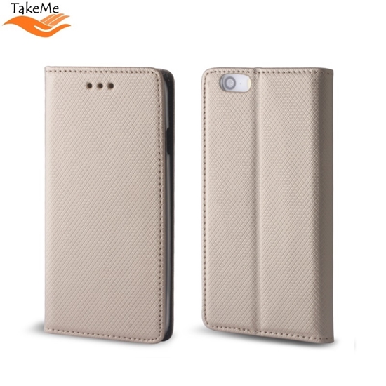 Picture of TakeMe Magnēstikas Fiksācijas Sāniski atverams maks bez klipša Samsung Galaxy Note10 (N970F) Zeltains