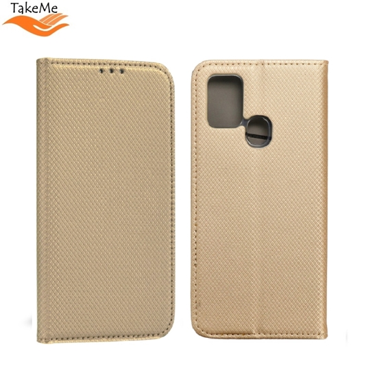 Picture of TakeMe Magnēstikas Fiksācijas Sāniski atverams maks bez klipša Samsung Galaxy Xcover 4s (G398F) Zelta