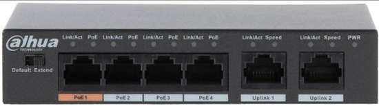 Picture of Type L2 | 6x10Base-T / 100Base-TX | PoE ports 4 | 60 Watts | DH-PFS3006-4ET-60