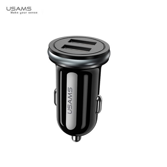 Picture of Usams US-CC050 C4 Universāls Auto DC 12-24V Divu USB Ligzdu 2.4A Adaptīvs Ātrs Lādētājs Melns