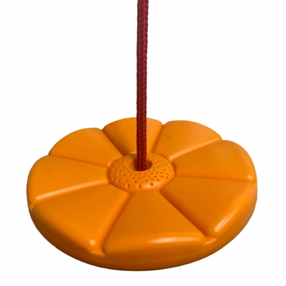Изображение Vigo Apaļas formas Plastikāta šūpoles ar 1.35m pītu virvi (diametrs 27cm) (max85kg) Oranža
