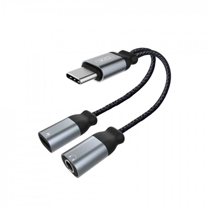 Изображение XO NBR160B USB-C Aux vads - adapteris uz USB-C + 3.5mm Audio 1.2m Black
