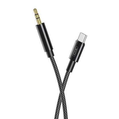 Изображение XO NB-R211B USB-C (Type-C) uz 3.5mm Stereo Audio konektora savienojumu AUX Vads 1m Melns