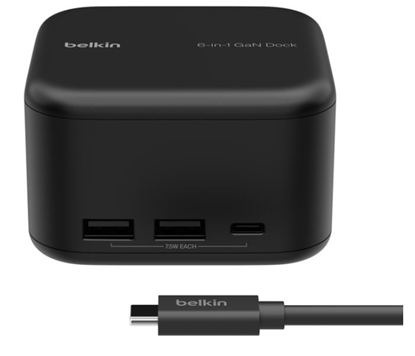 Attēls no Belkin CONNECT USB-C 6-in-1 Core GaN (130W) 96W PD     INC018vfBK