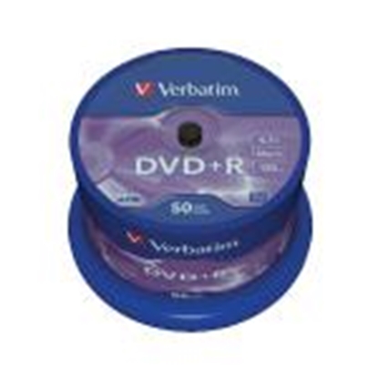 Изображение DVD+R 4.7Gb 120min 16x par 1gab Verbatim iepak 50gab 43550