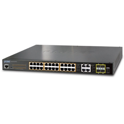 Attēls no IPv6/IPv4, 24-Port Managed 802.3at POE+ Gigabit Ethernet Switch + 4-Port Gigabit Combo TP/SFP (440W)