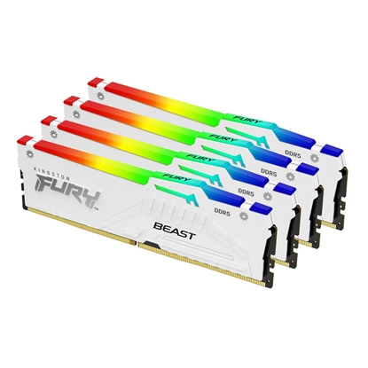 Изображение Kingston Technology FURY Beast 128GB 5600MT/s DDR5 CL40 DIMM (Kit of 4) White RGB XMP