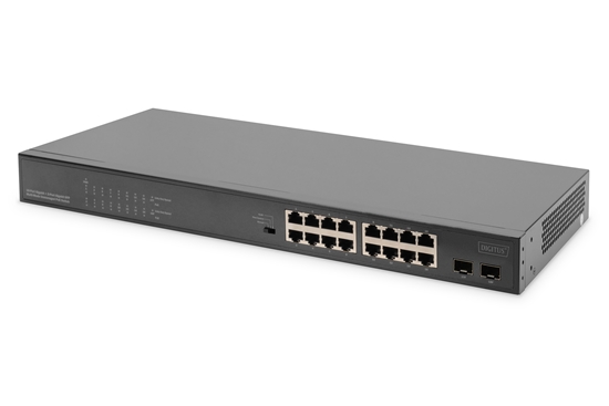 Picture of Digitus | 16 Port Gigabit PoE Switch | DN-95347-1 | Unmanaged | Rackmountable | SFP ports quantity 2