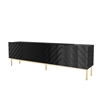 Изображение ABETO RTV cabinet on golden steel frame 200x42x60 black/gloss black
