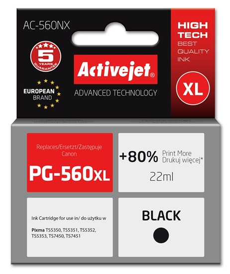 Picture of Activejet AC-560NX Ink (replacement for Canon PG-560XL; Supreme; 22 ml; black)