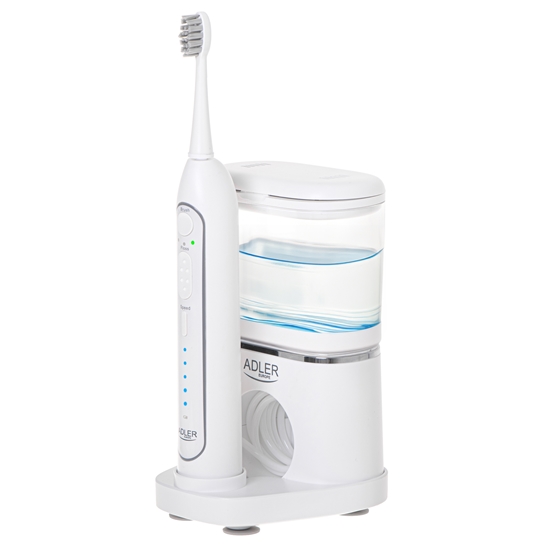 Picture of Adler 2-in-1 Water Flossing Sonic Brush | AD 2180w | Rechargeable | For adults | Number of brush heads included 2 | Number of teeth brushing modes 1 | White