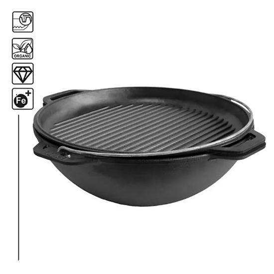 Picture of Āzijas katls ar vāku-grillpannu, čuguna 10l