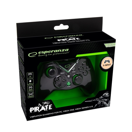 Изображение Esperanza EGG114K Gaming Controller Black USB 2.0 Gamepad Analogue / Digital PC, Xbox One, Xbox Series S, Xbox Series X