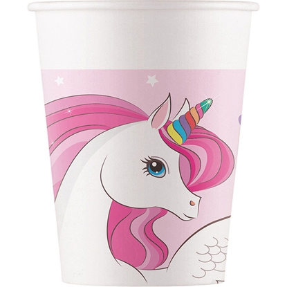 Attēls no Glāzes papīra Unicorn Rainbow 200ml 8gab.