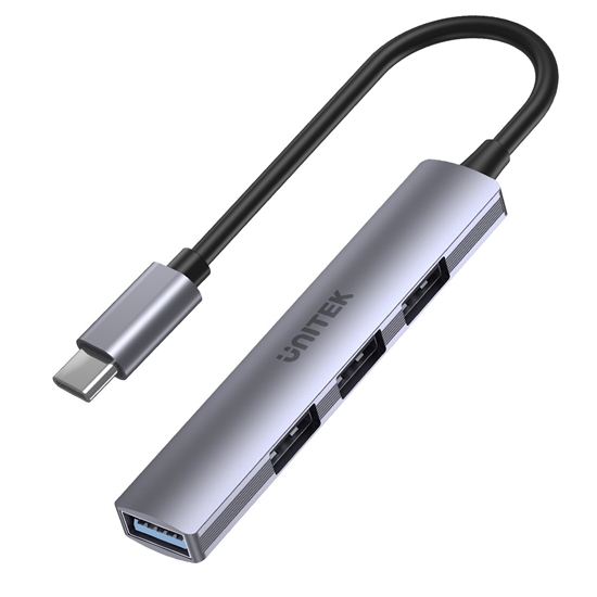 Picture of HUB USB-C; 3x USB-A 2.0 1x USB-A 5 Gbps Aluminiowy 