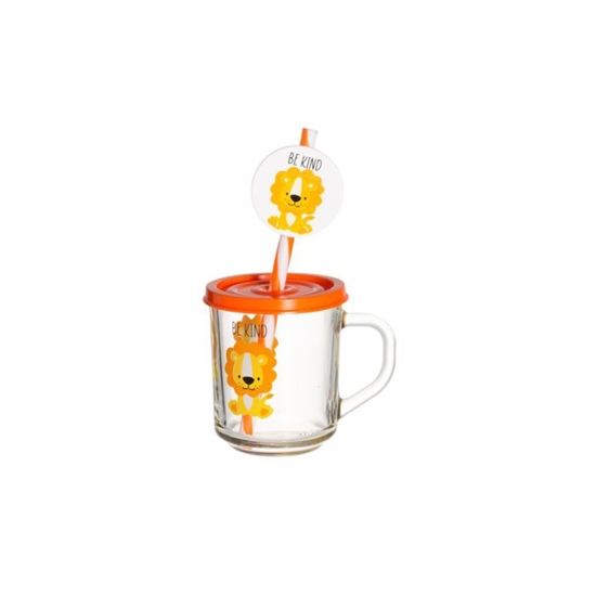 Изображение Krūze ar salmiņu un vāku 250ml 3-veidi