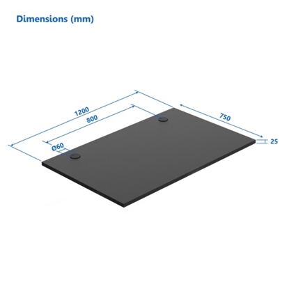 Picture of Up Up Table top M Black, 1200x750x25mm (Laminated particle board)