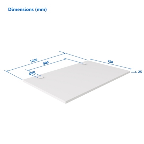 Picture of Up Up Table top M White, 1200x750x25mm (Laminated particle board)