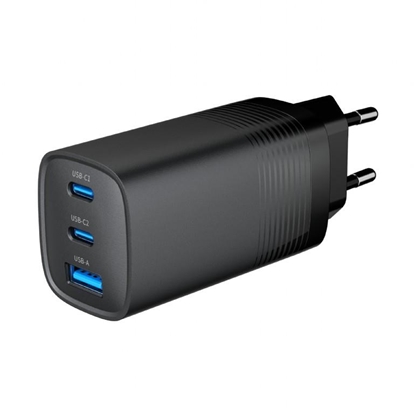 Изображение Lādētājs Gembird 3-port 65W GaN USB PowerDelivery fast Charger Black