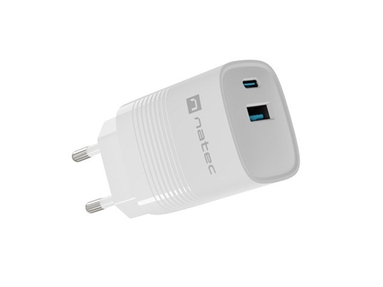 Picture of NATEC RIBERA GAN CHARGER 1X USB-A + 1X USB-C 30W WHITE
