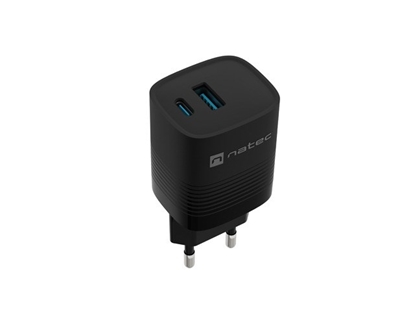 Attēls no NATEC RIBERA GAN CHARGER 1X USB-A + 1X USB-C 30W BLACK